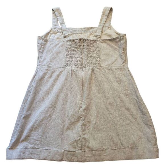 Abercrombie & Fitch Dress Women's XL Petite Neutral Linen Blend Wide Strap Mini - Picture 3 of 6